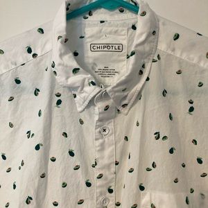 Mens Avocado All Over Print Short Sleeve Button Up Size Large
